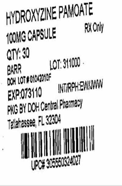 100mg Label - Hydroxyzine 100mg(Barr)